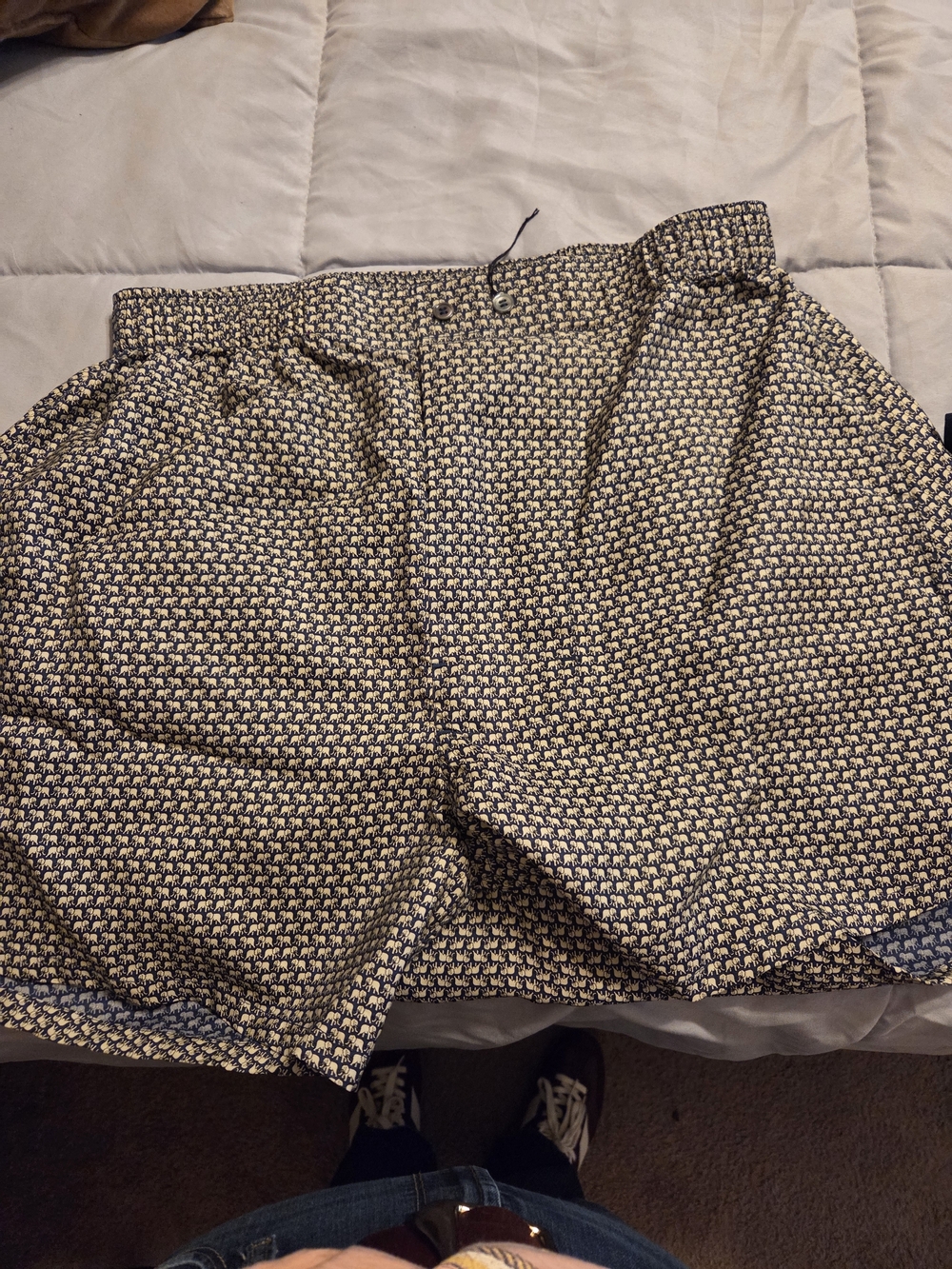 Jim Thompson Navy and Cream Elephant-Print Silk Boxers